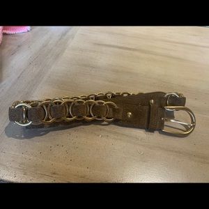 Miu Miu suede and gold chain belt